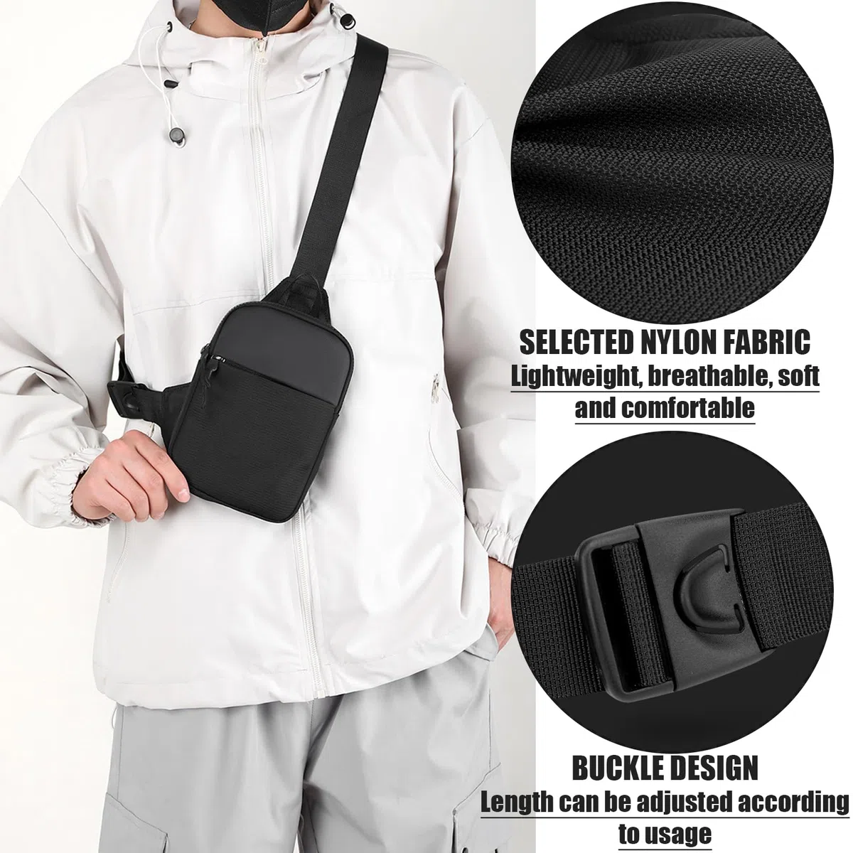 JSTHHTT Gym Shoulder Bags: Sling Bag Damen Klein, Sling Rucksack Damen, Eingurt Rucksack - Sport-Schultertaschen für Herren Damen, Brusttasche Herren Damen, Ideal für Reisen, Sport Freizeit