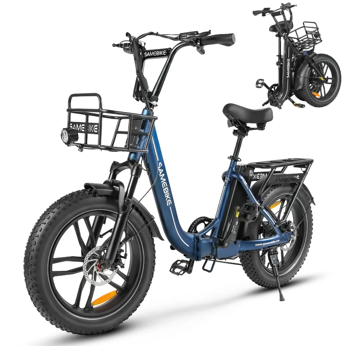SAMEBIKE E-Bike Klapprad Elektrofahrrad mit 20 Zoll Fat Tire, 13Ah Lithium-Akku für Lange Reichweite bis 120KM, 7-Gang-All-Terrain Ebike Herren für MTB, Strand & Schnee