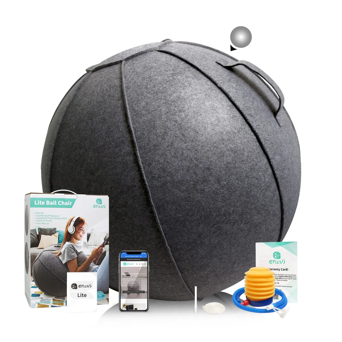 Lite Ballstuhl, Yoga-Ball, Gymnastikball mit Schonbezug für Heimbüro, Schreibtisch, Stabilitätsball und Balance-Ballsitz zur Linderung von Rückenschmerzen