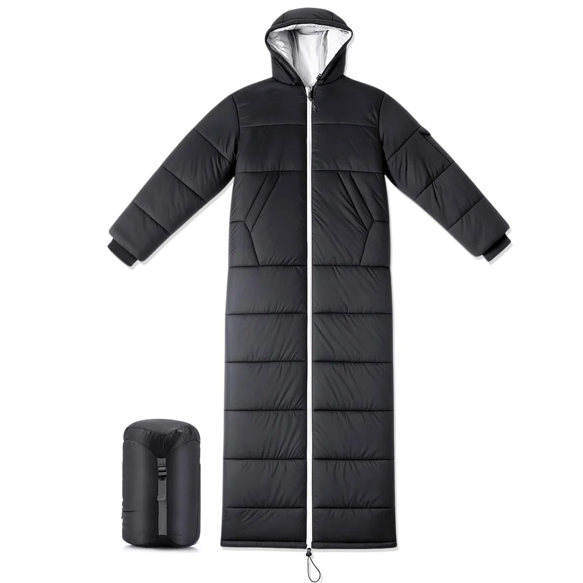 Macarrie Wearable Sleeping Bag for Adults with Sleeves and Hood, 74 Inch Long 0 Degree Cold Weather Insulated Weather Sleeping Bag for Extreme Cold Camping Hiking Stadium