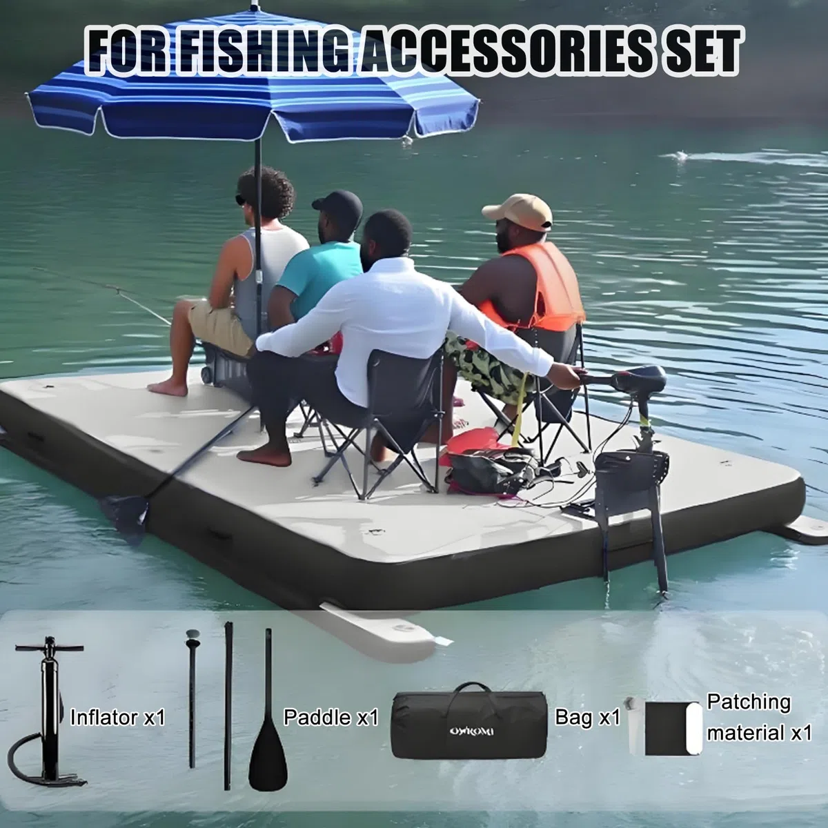 Ultimatives Aufblasbares Schwimmendes Angeldock: 30 cm (11,8 Zoll) Dicke, Salzfeste Wände, 200 Kg (440 Lbs) Tragkraft, Für Camping/Strände, Geeignet Für 1–3 Erwachsene 3M