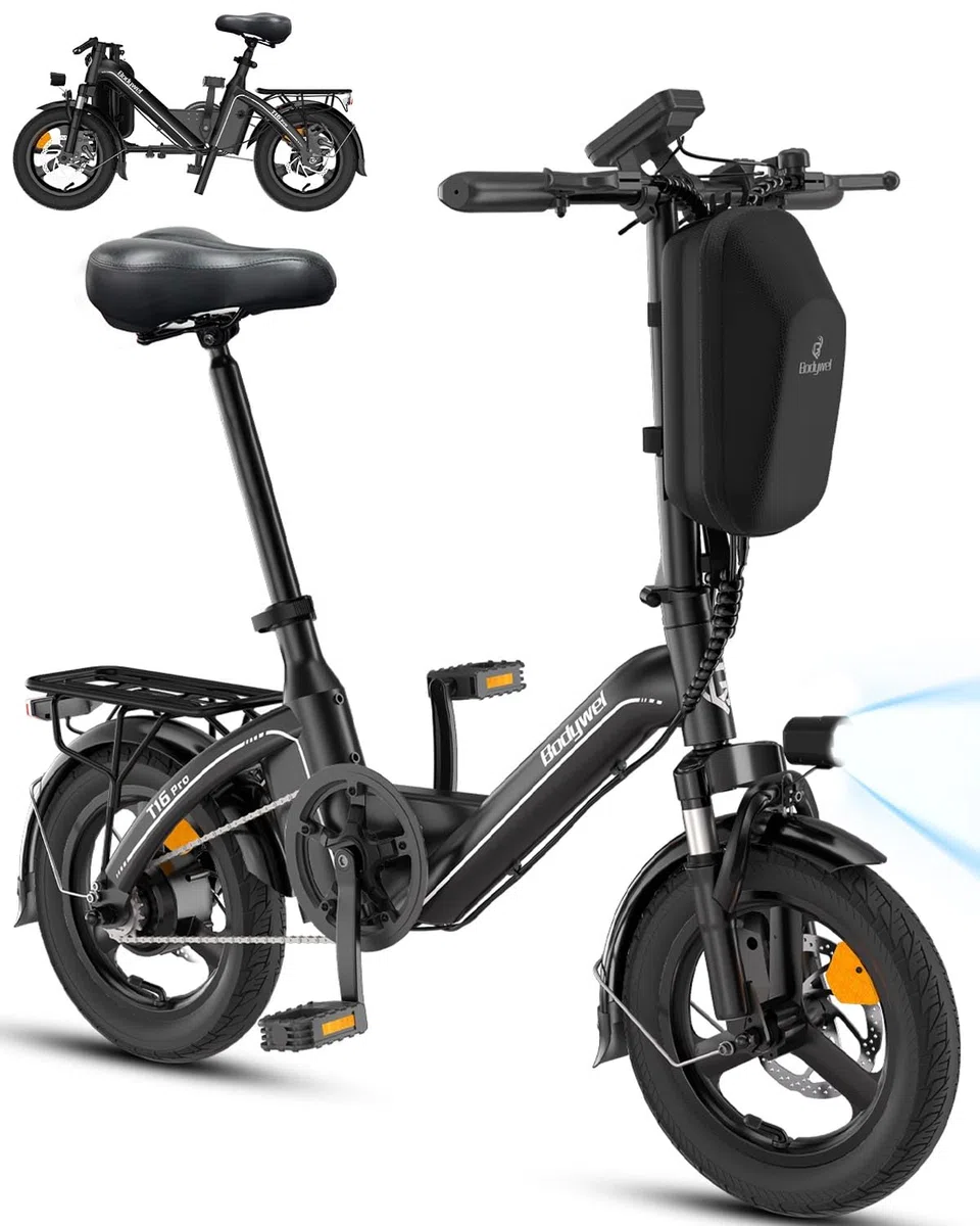 Bodywel T16PRO Mini E Bike 14 Zoll faltbar Elektrofahrrad 250W 36V/10AH Akku mit APP Funk für Herren Damen,Reichweite Max 45 km