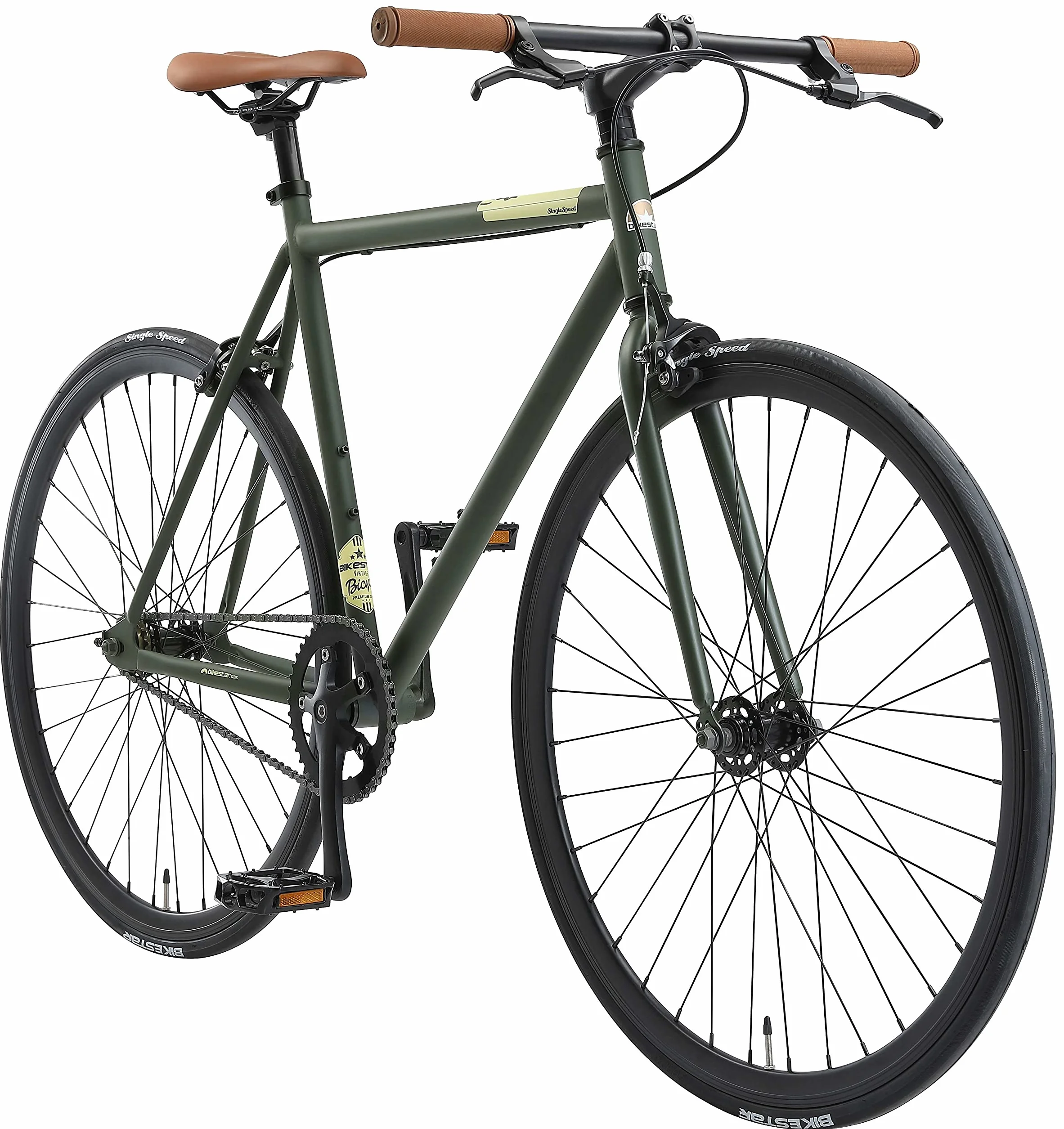 BIKESTAR Singlespeed 700C 28 Zoll City Stadt Fahrrad Fixie | 53 cm Rahmen Rennrad Retro Vintage Herren Damen Rad | Risikofrei Testen