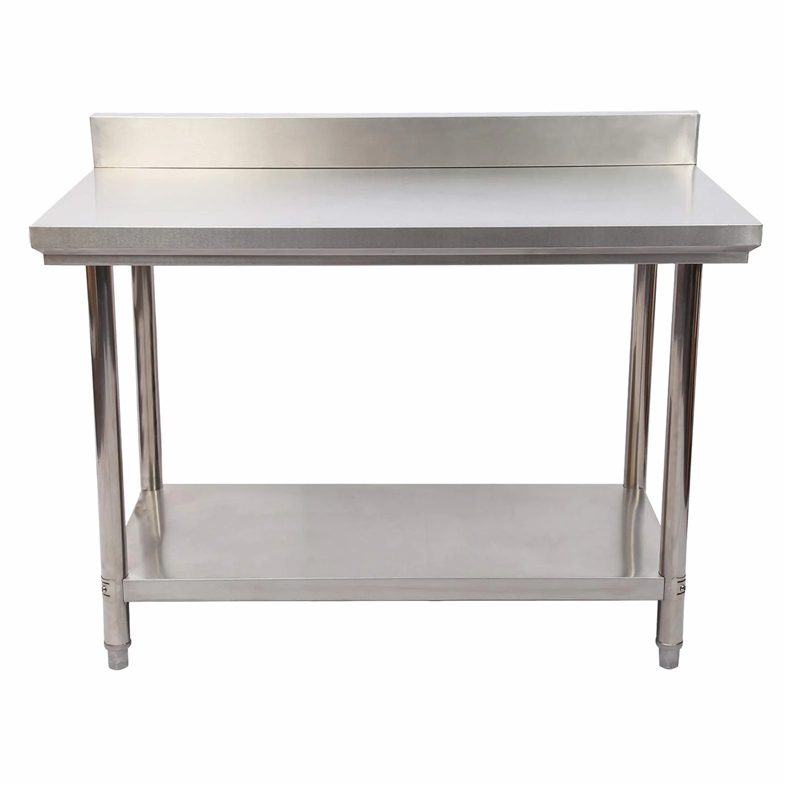 Wiltec Edelstahl Tisch Arbeitstisch Edelstahltisch mit Aufkantung 100x60x85cm für Gastro Küche Werkstatt Garten Keller mit höhenverstellbare Füßen