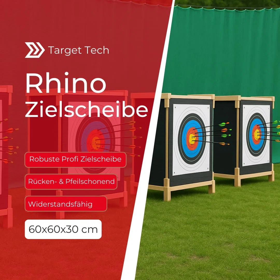 Target TECH Rhino Zielscheibe 60x60x30 cm [*] | Schaumscheibe mit Lamellen für Bogenschießen & Armbrust bis 225 lbs, selbststehend, pfeilschonend, robust