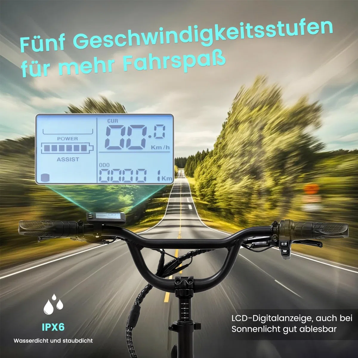 MOONCOOL E Bike Dreirad Klapprad, 20" Elektrofahrräder für Herren Damen, 36V 20AH Akku, 250W Motor 45 Nm, LCD-Display, IP65 Wasserdicht, 3 Fahrmodi, mit Großen Körben & Fußstützen