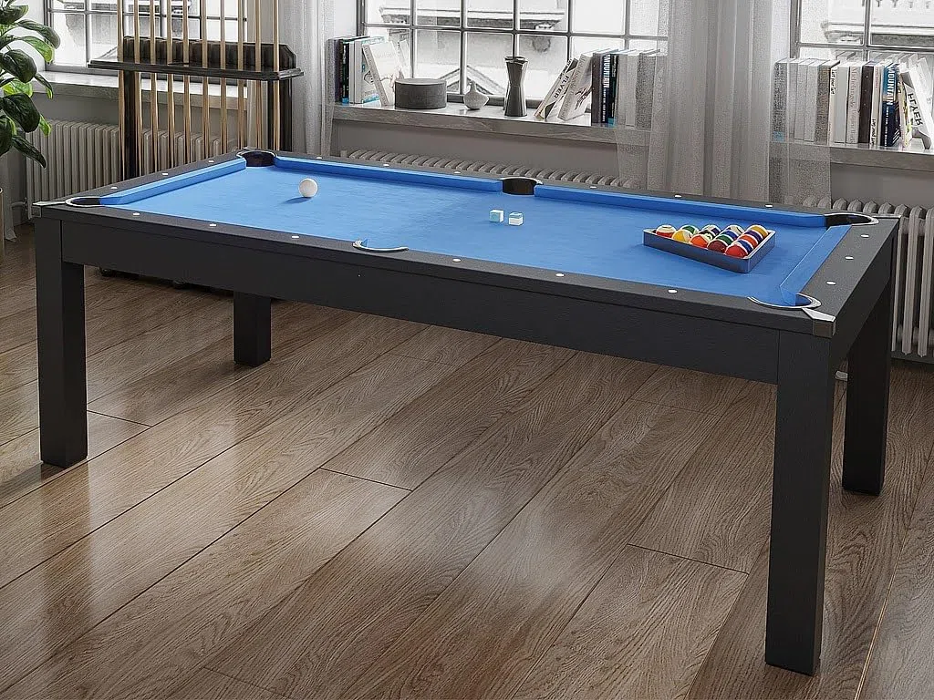 Multifunktionstisch Billard & Tischtennis – 182x102x80 cm – Schwarz – Inkl. Queues, Kugeln, Schläger & Netz – 6 Personen – SOUSA