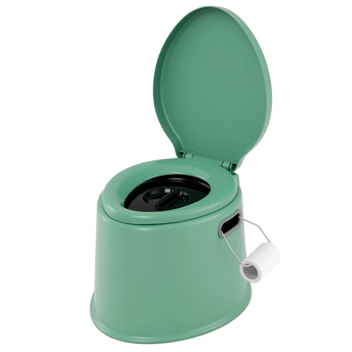 COSTWAY Campingtoilette tragbar, Reisetoilette bis 200 kg belastbar, Mobile Toilette mit abnehmbarem Eimereinsatz, Toilettenpapierhalter, für Camping, Wandern und Reisen