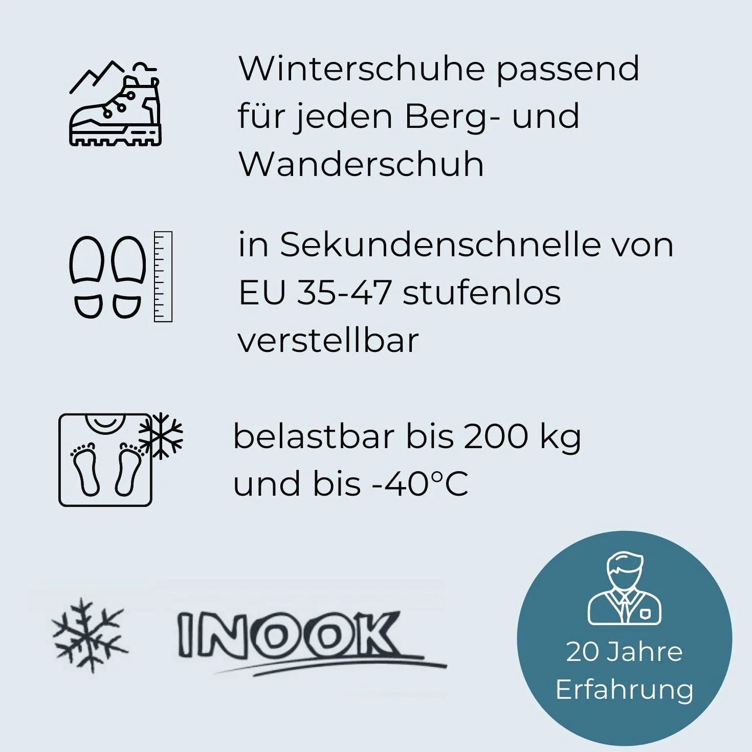 Inook Alpin OXM Schneeschuhe Steighilfe, Herren & Damen, Automatik-Steighilfe, Individuell größenverstellbar, Patentierte Funktionen