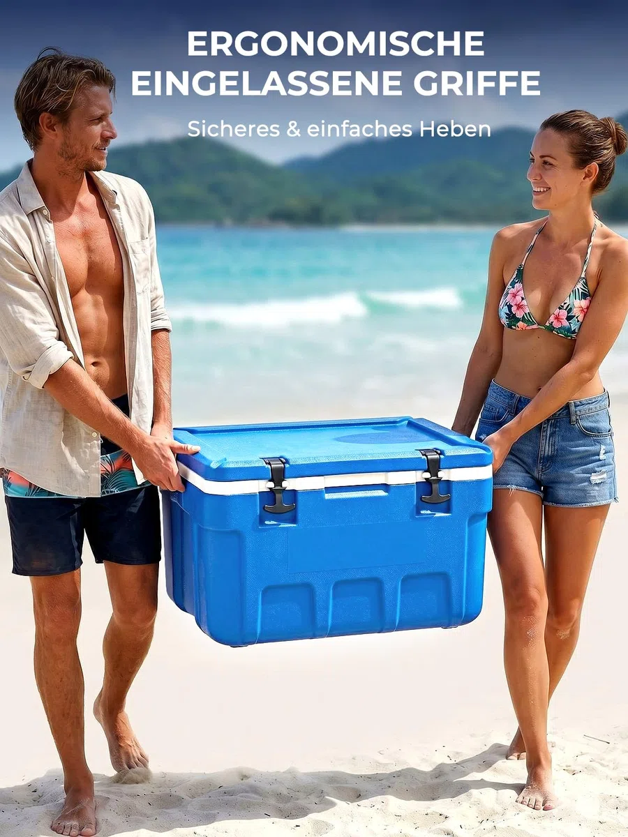 Kühlbox 66 Liter ohne Strom – Tragbare Thermobox hält EIS bis zu 4 Tage kalt, Passive Kühlbox für Camping, Picknick, Auto & Angeln