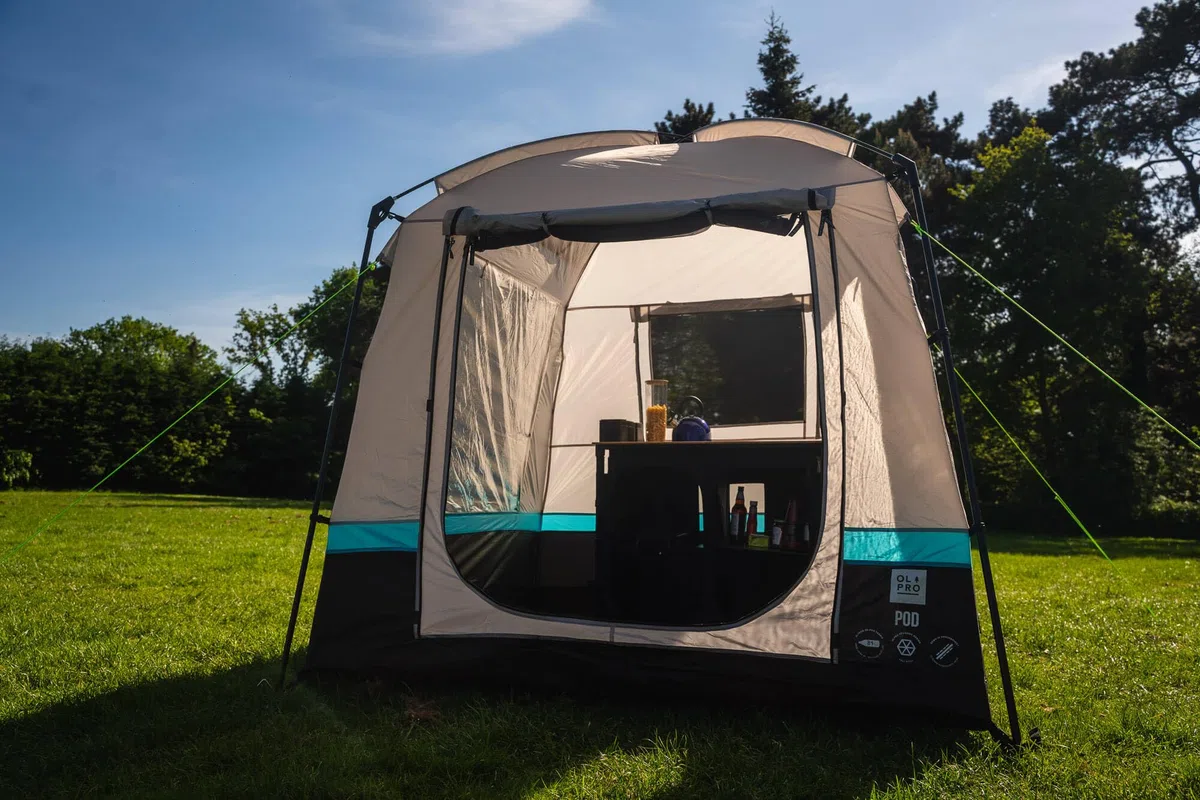 OLPRO Pod Küchen- und Nutzzelt, 2 x 2 m, Outdoor-Küchenzelt, 5000 mm H/H, wasserdicht, UV-Schutz, eingenähte Bodenplane, perfektes Camping-Zubehör für die Aufbewahrung