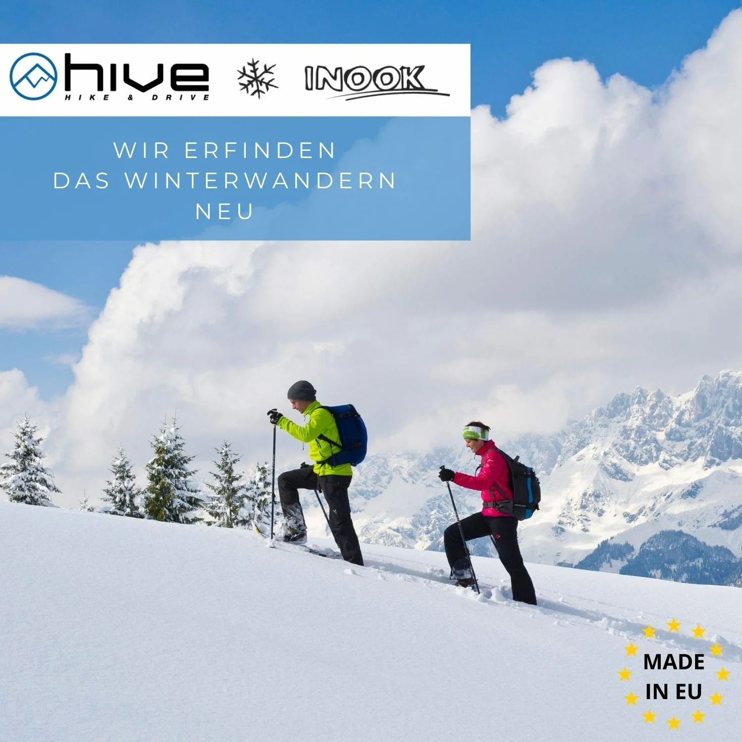 Inook Alpin OXM Schneeschuhe Steighilfe, Herren & Damen, Automatik-Steighilfe, Individuell größenverstellbar, Patentierte Funktionen