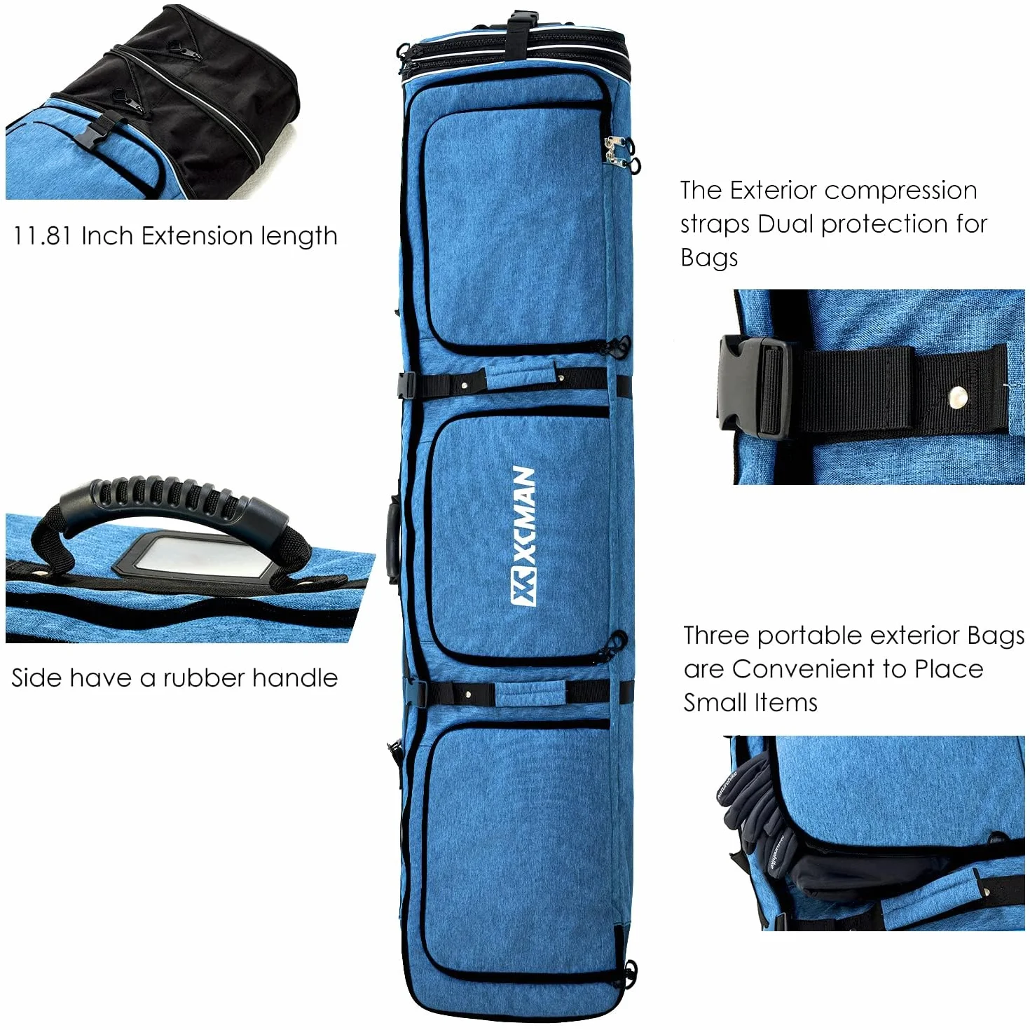 XCMAN Roller Snowboardtasche mit Rollen, verstellbare Länge Snowboard-Tasche Für -Skitrage-Rucksack Flugreisen geeignet