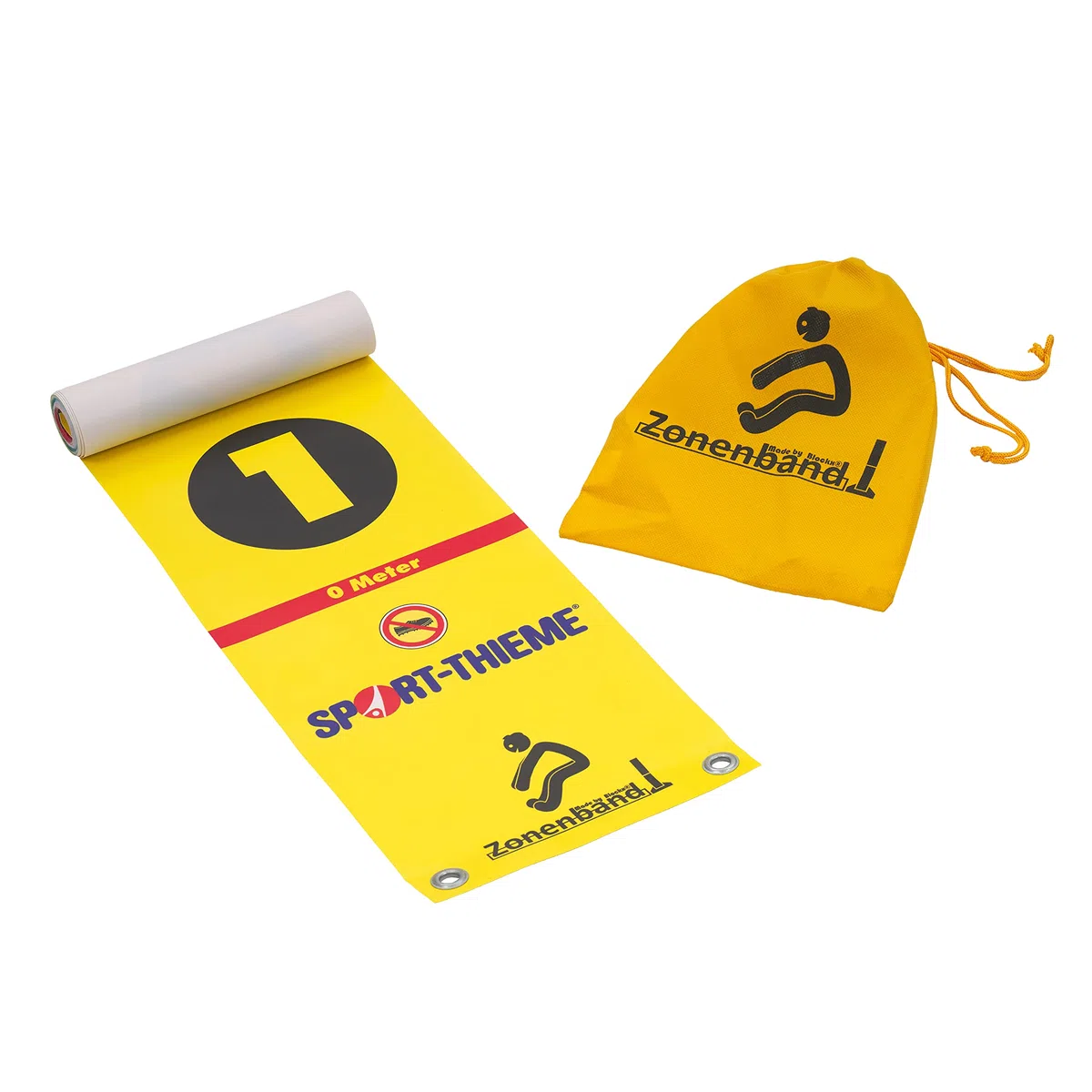 BlockX Weitsprung-Set One | Inkl. Zonenband mit 4-farbig bedruckten 25 cm Zonen | Für Schulen, Vereine, Kinder | Lern- und Messhilfe | Leichtathletik | Springen