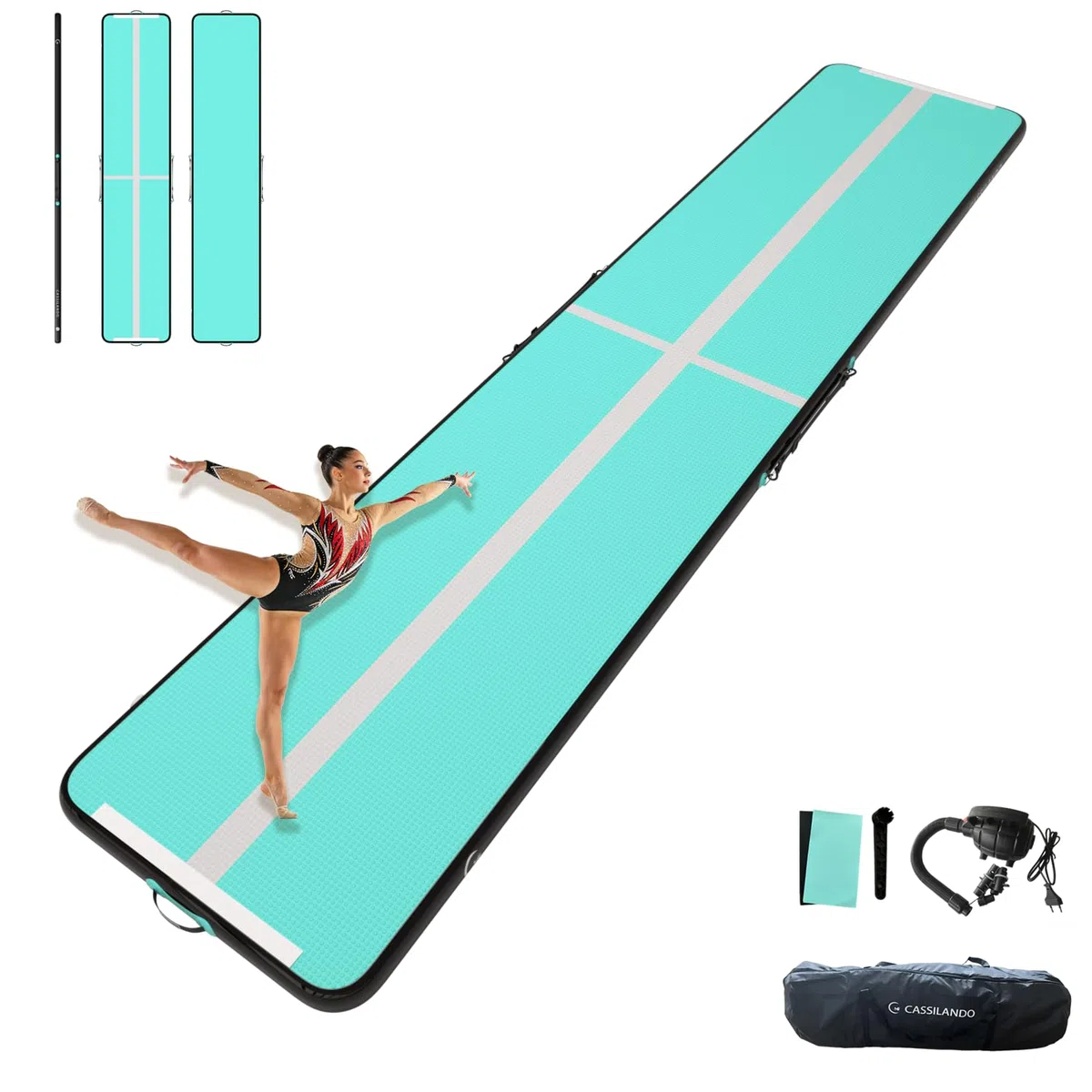 Airtrack Matte, Turnmatte Aufblasbar, 3/4/5m Tumbling Matte, 10cm Hoch Gymnastikmatte, Luftpumpe | Yogamatte, Tumbling Matten, Trainingsmatte, Turn- & Fitness