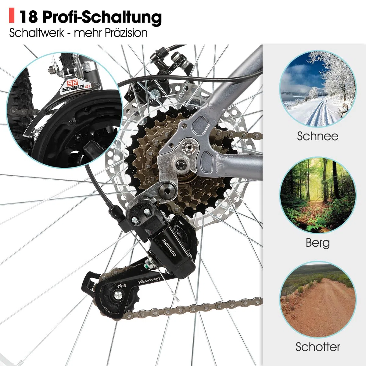 Hiland 26 27,5 29 Zoll Mountainbike 18 Gänge, Federgabel, Aluminiumrahmen MTB Fahrrad für Männer Frauen, mit Scheibenbremse, Schwarz/Blau/Orange