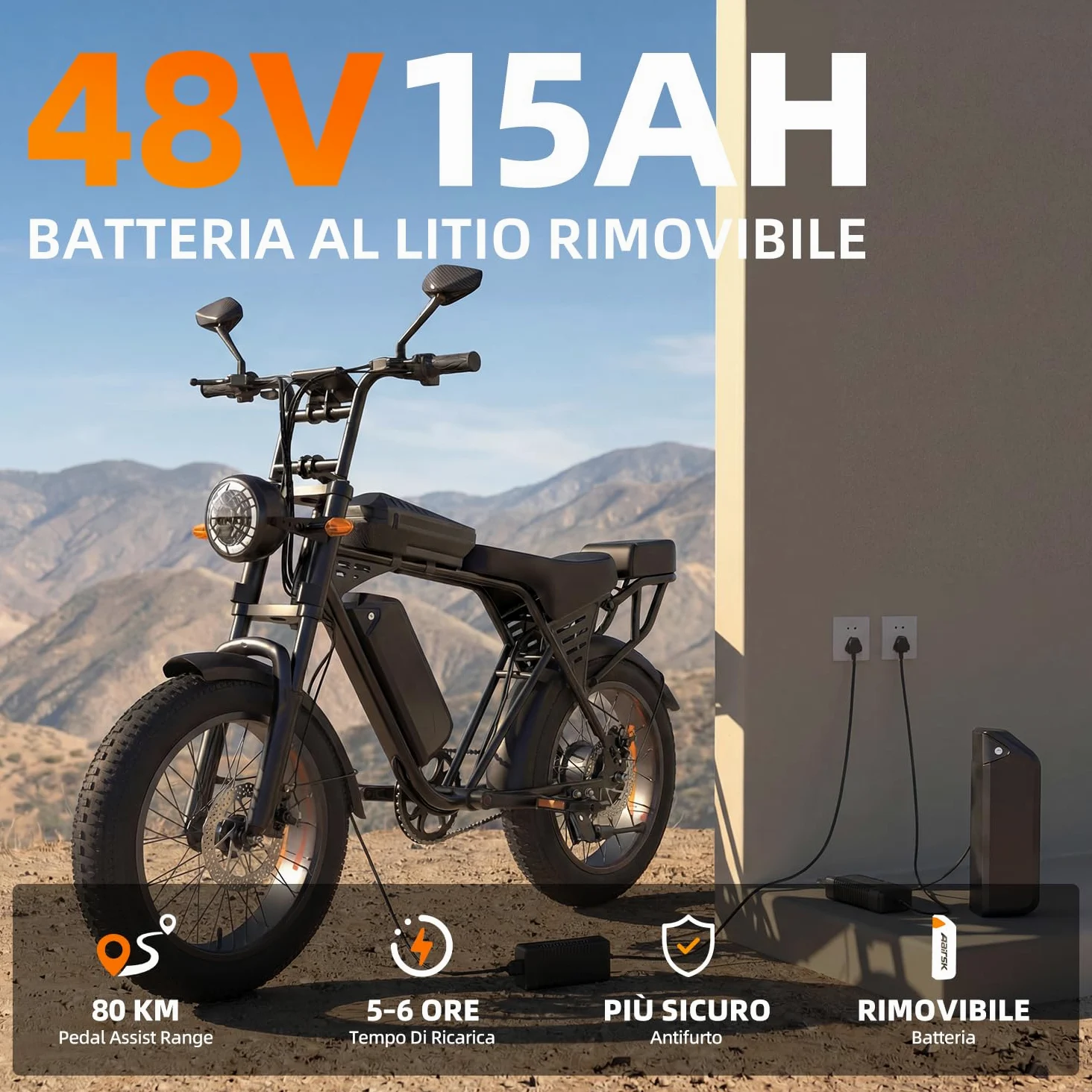 X5 E Bike, 20 x 4 Fat-Reifen Elektrofahrrad Trekkingrad E-Bike Herren Damen mit 48V 15AH Akku, 250W Motor, 80 km Reichweite Pedelec Citybike EBike mit Fahrradtasche für Erwachsene