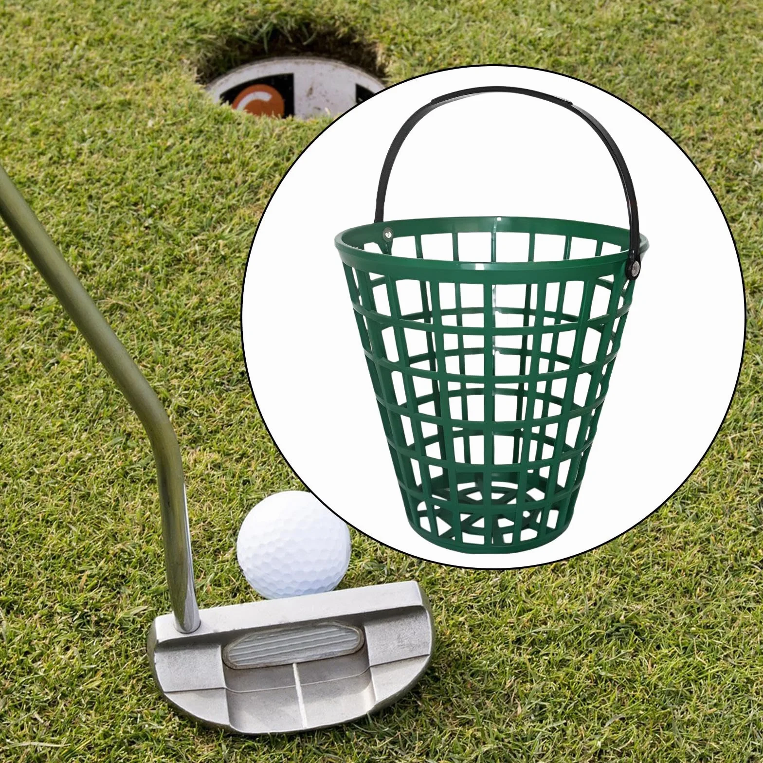 harayaa Golfball-Korb, Golf-Range-Eimer-Träger, Trainings-Golfball-Behälter, Golfwagen-Zubehör, tragbarer Golfball-Eimer für Präsentationsübungen, Hält 75 Bälle