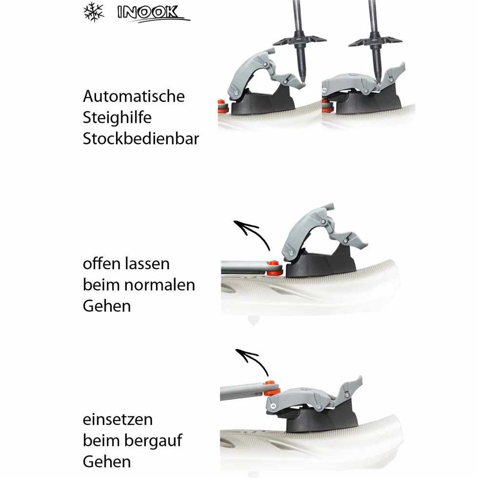 Inook AXL Schneeschuhe mit Steighilfe EU 34-42 Set mit Tragetasche, individuell verstellbar und patentierten Funktionen