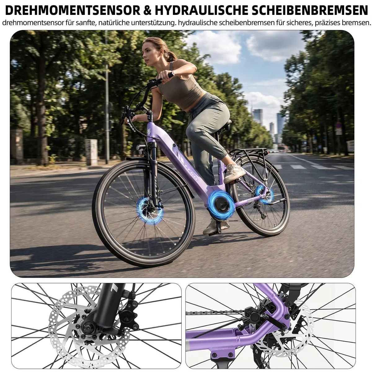 ttgo C7 SE E-Bike 28 Zoll für Damen und Herren, Elektrofahrrad mit 250W Mittelmotor, 36V 18Ah Akku, 9-Gang bis 25 km/h, 130–150 km Reichweite, Hydraulische Scheibenbremsen