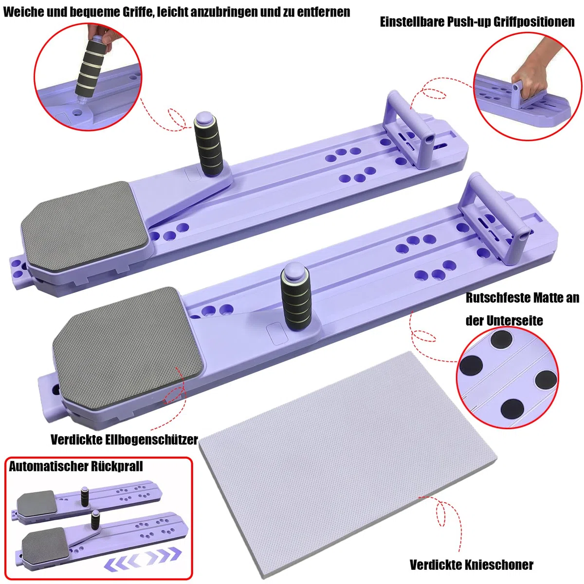 Pilates Reformer Board Machine, Multifunktional Fitness Brett Set Mit Push-Up Griff & Automatische Rebound Ab Roller, Zuhause Gym Workout Geräte Für Ganzkörper Exercise