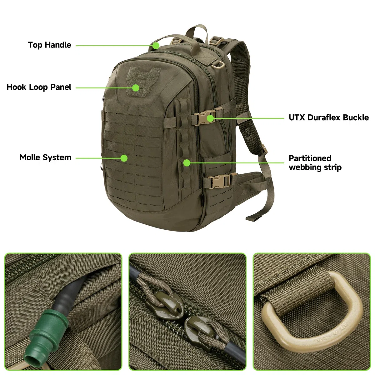 EXCELLENT ELITE SPANKER 40L Militär-Rucksack Molle Taktischer Rucksack Wanderrucksack für Camping, Jagd und Outdoor (Rangergrün)