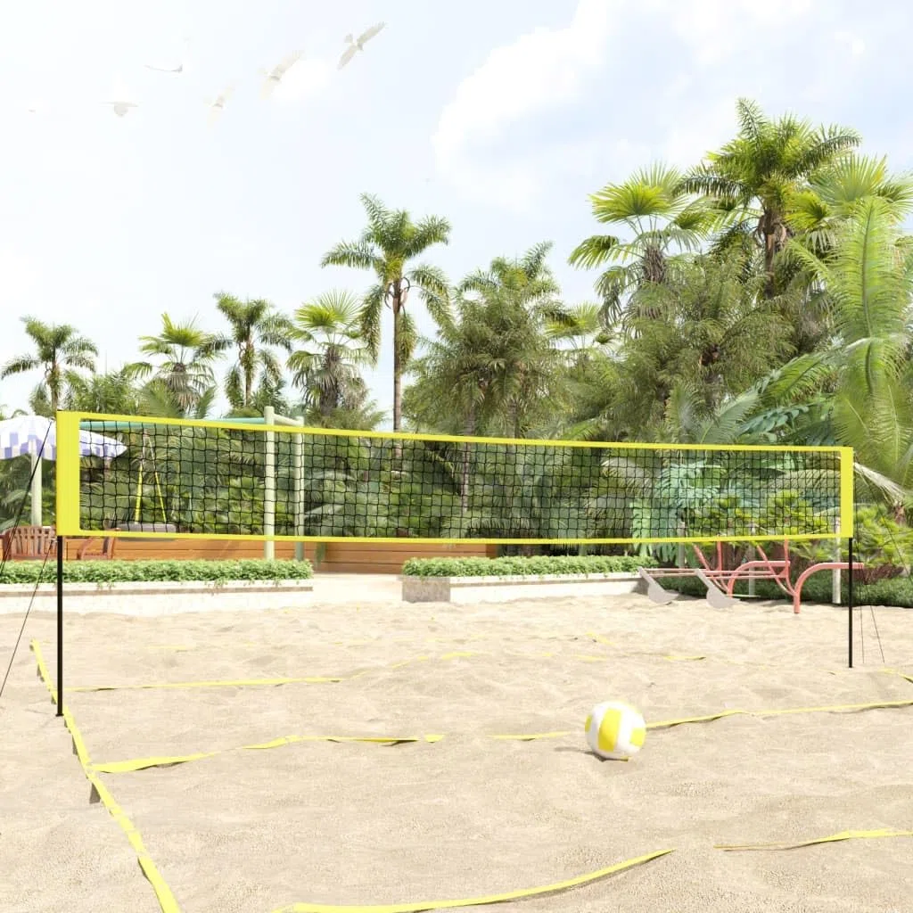 Volleyballnetz Gelb und Schwarz 823x244 cm aus PE-Gewebe mit Stahlrahmen, knotenloses Netz für Freizeit und Turnier im Garten, Park, Strand, Indoor und Outdoor