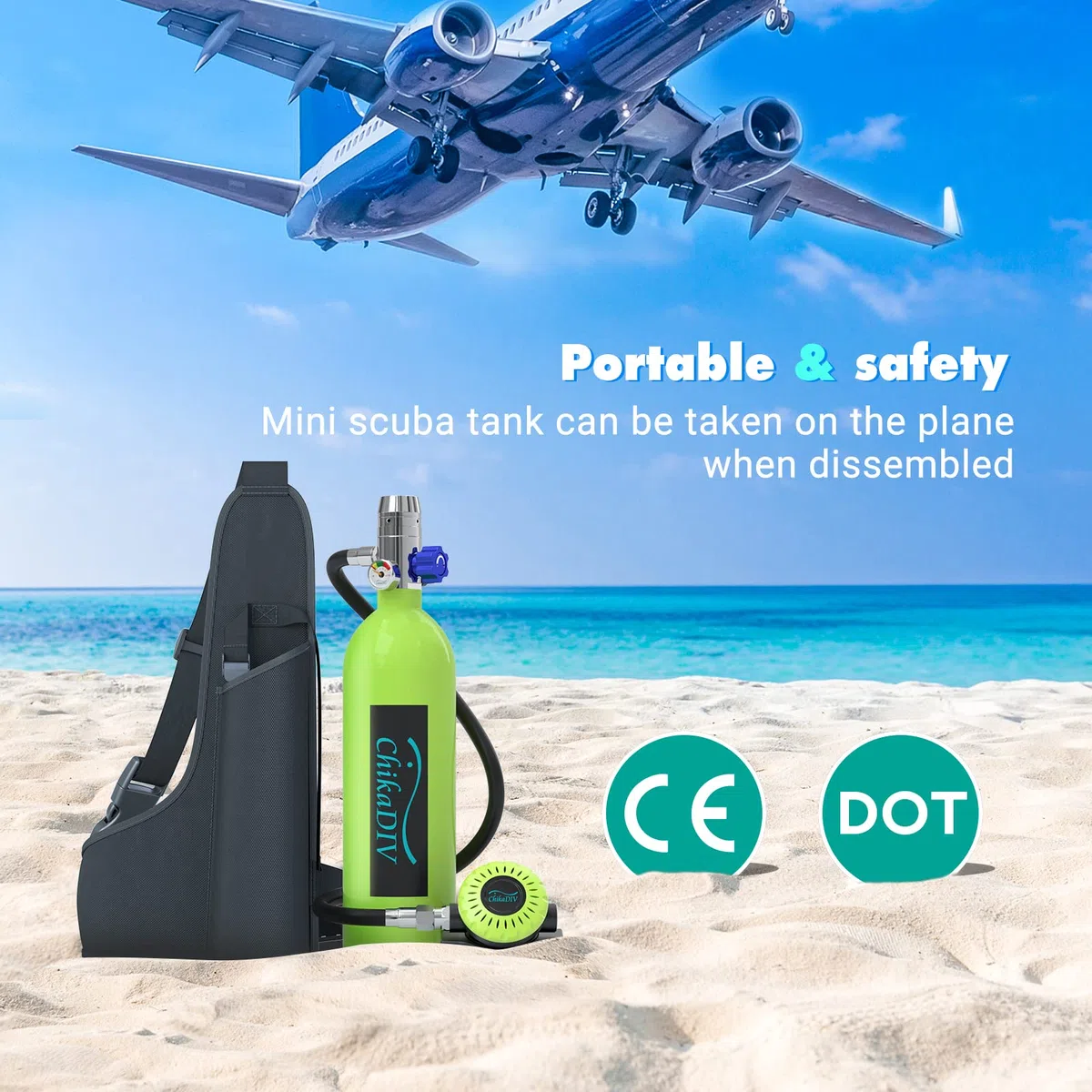 Mini Tauchflasche Sauerstoffflasche 1L Tauchflasche Mini Tauchen Sauerstofftank Taucher Set Tragbare Tauchausrüstung E Grün