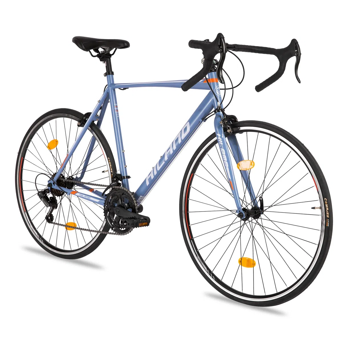 Hiland Rennrad 700c Stahlrahmen mit 14 Gang-Schaltung mit klemmbremse Racing Bike Citybike Pendlerfahrrad Blau/Schwarz/Silber für Damen und Herren