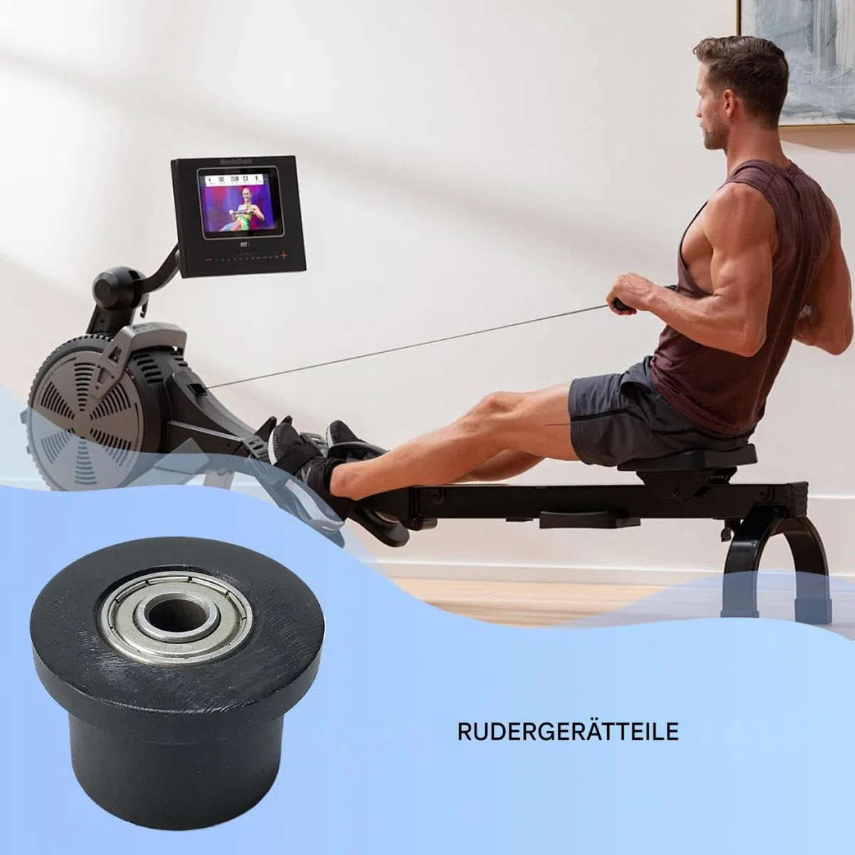 Lagerrad für Rudergerät – 0,8 cm Bohrung, Riemenscheibenteil, Sitzkissen-Bewegungsgerät, Rollenersatz für Ruderer, Fitnessgeräte im Fitnessstudio | Garagenübungszubehör, Sportgerätekomponente für