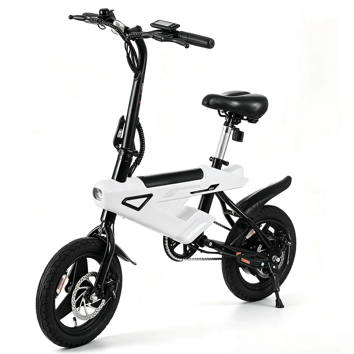 VDL E Bike Klappbar 14 Zoll Weiß für Erwachsene, Ebike mit 3+1 Modi, LCD Display, Doppelbremsen, Kompaktes e-Bike für Pendler, Reisen, Wohnmobil und Stadt