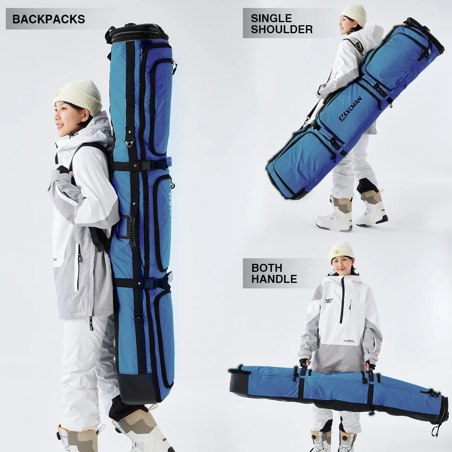 XCMAN Roller Snowboardtasche mit Rollen, verstellbare Länge Snowboard-Tasche Für -Skitrage-Rucksack Flugreisen geeignet