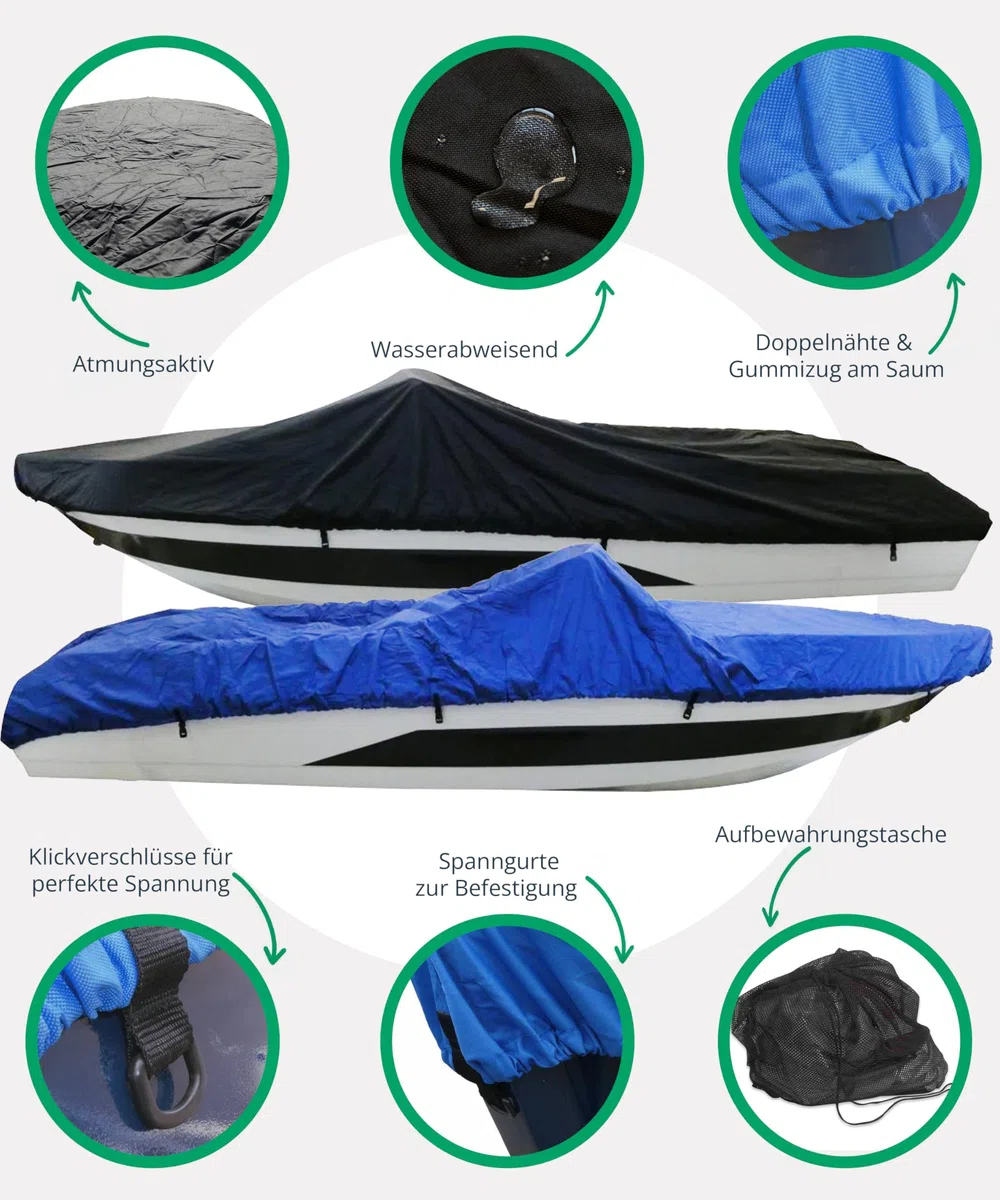 Bootsplane - Infradesktrading 600D PVC beschichtete Universal Persenning Boot - Speed & Console Abdeckplanen für Boote, 490 bis 550 cm lang x 240 cm breit - Bitte Maße vor Bestellung prüfen