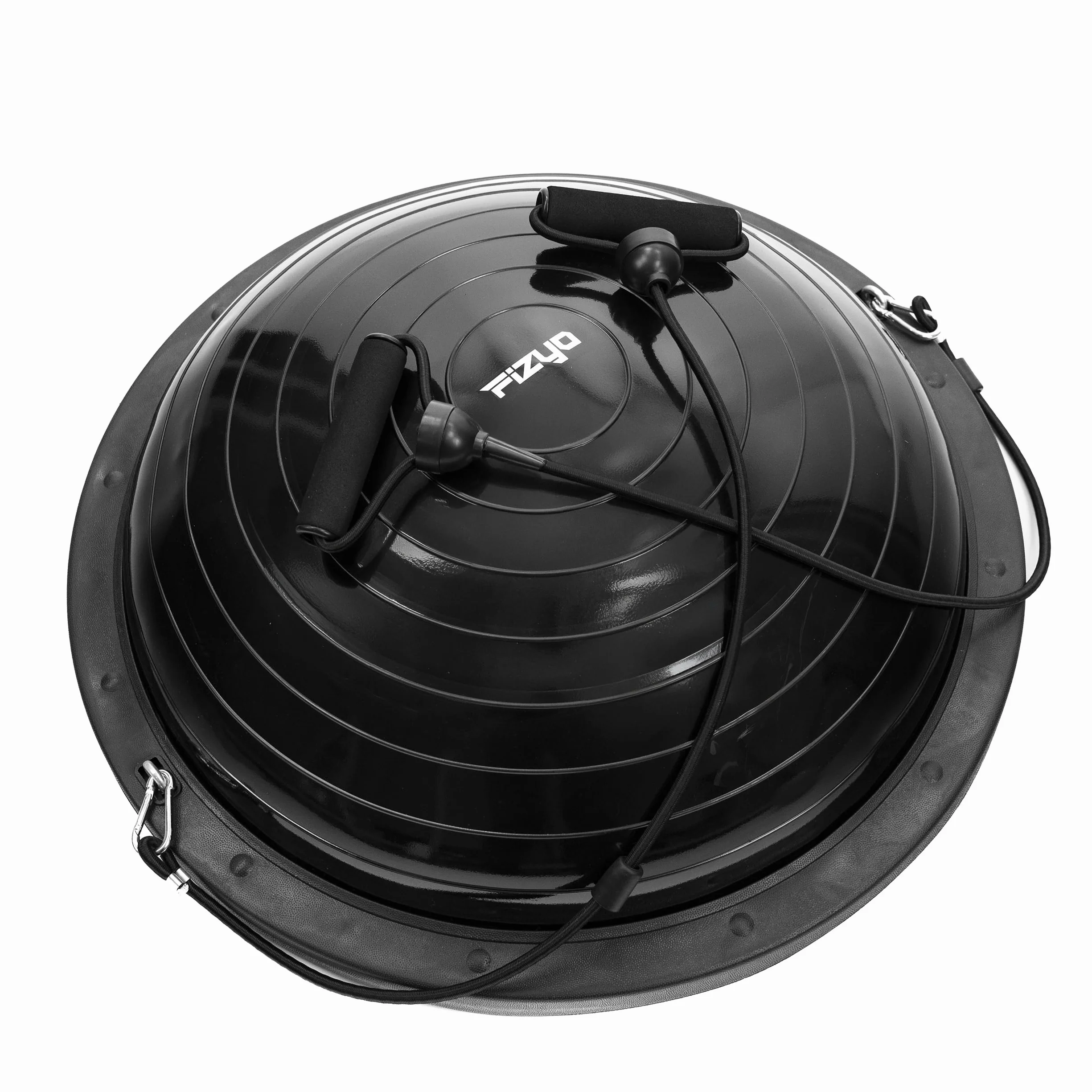 FIZYO Balance Trainer Halbkugel Ø 58 cm, Rutschfester Balance Ball mit Bändern & Pumpe für Gleichgewicht, Core-Training, Yoga, Pilates, Fitness, Gymnastik, Physiotherapie & Rehabilitation Schwarz