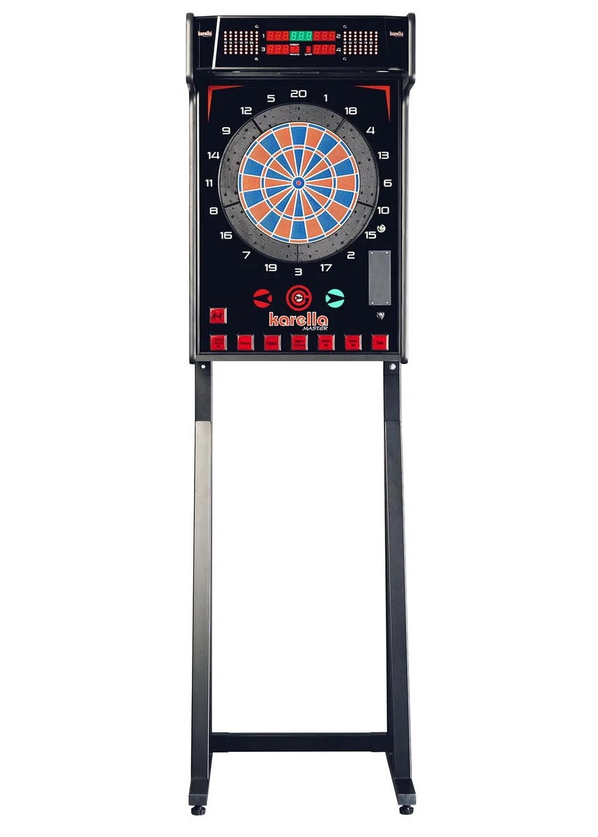 Karella elektronische Dartscheibe E-Master inkl. 6 Softdarts, Profi E-Dartboard, Made in EU, Dartautomat erhältlich mit und ohne Münzprüfer, mit oder ohne Standfuß, bis 4 Spieler