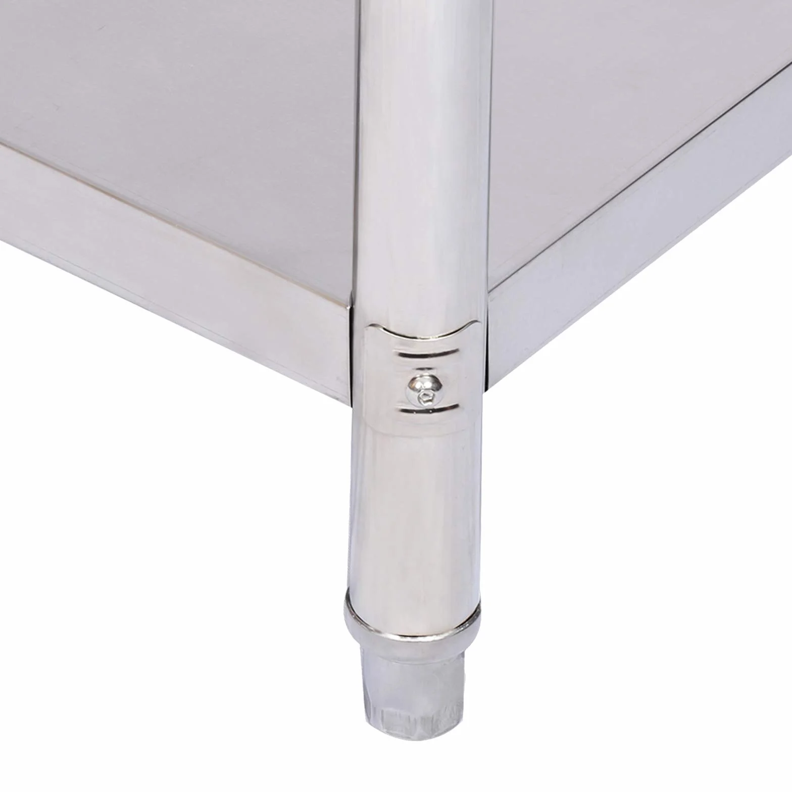 Wiltec Edelstahl Tisch Arbeitstisch Edelstahltisch mit Aufkantung 100x60x85cm für Gastro Küche Werkstatt Garten Keller mit höhenverstellbare Füßen