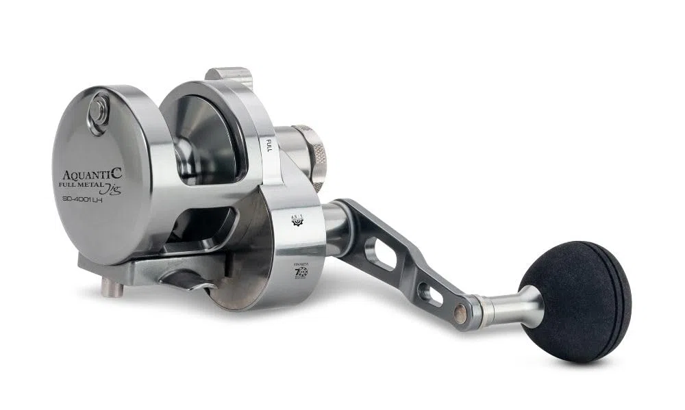 Full Metal Jig SD-4001LH, Jigging-Multirolle, Aluminium-Gehäuse, Meeresangel, Linkshand, Norwegenrolle, Multirolle
