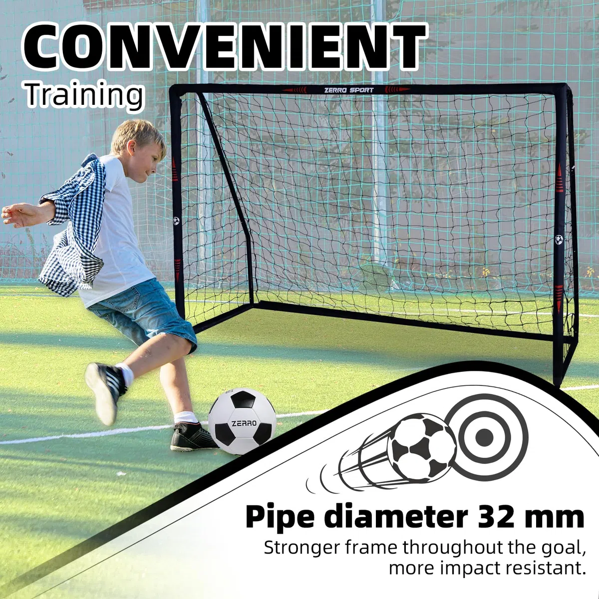 ZERRO Fussballtor Outdoor Fußballtor 180/240/300 für Erwachsene und Kinder zum Spielen und Trainieren im Garten