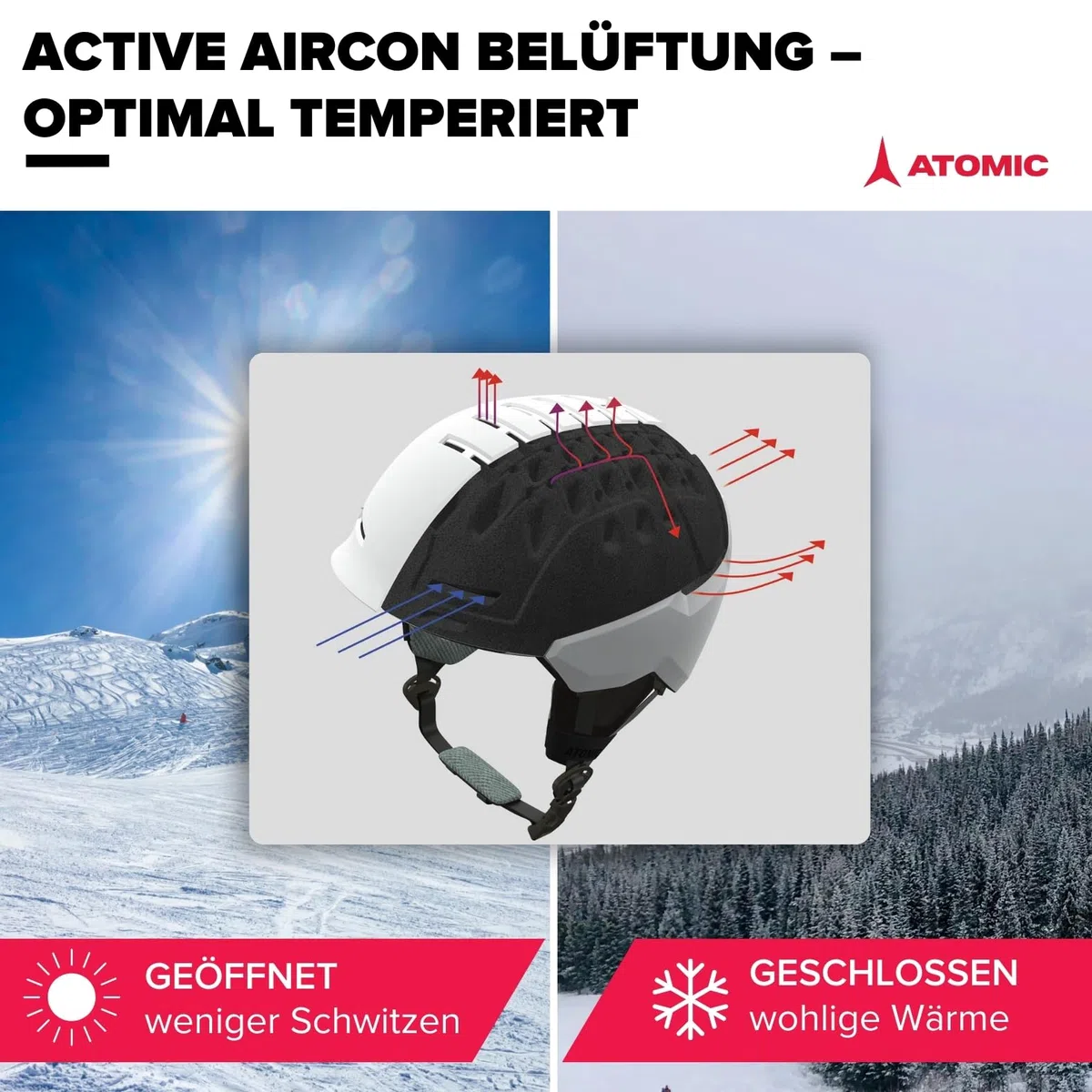 ATOMIC SAVOR VISOR JR Skihelm mit Visier - Für Kinder & Jugendliche - Max. Stoßdämpfung - Active Aircon Belüftung - Brille mit High End-Verspiegelung