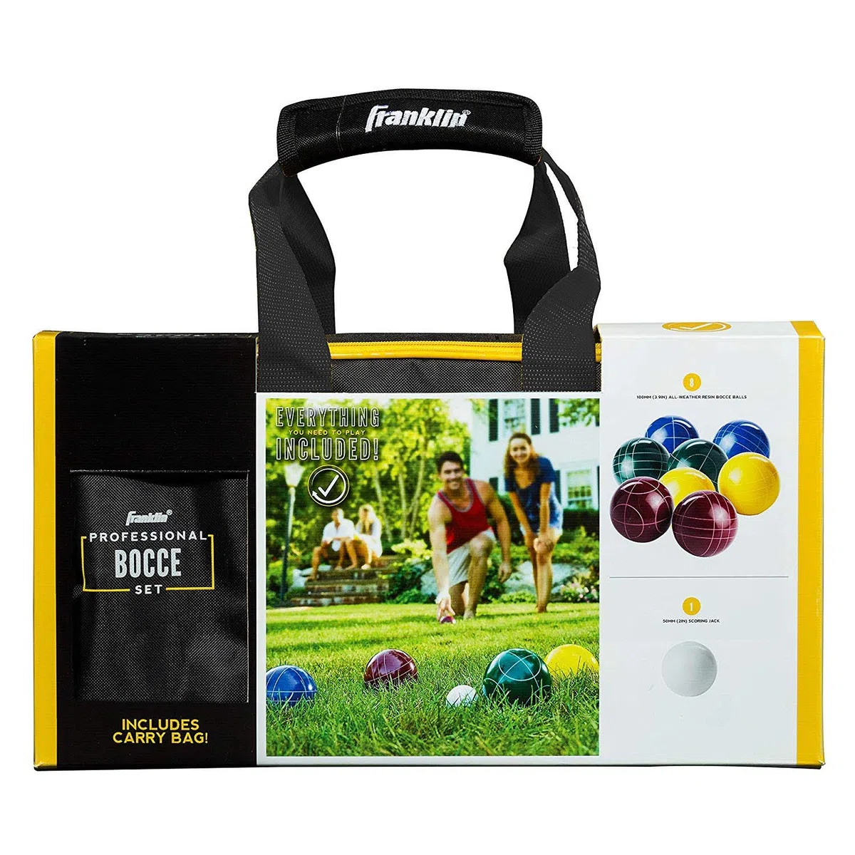 Franklin Sports Boccia-Set: 8 Allwetter-Boccia-Bälle und 1 Pallino, Strand, Hinterhof, Rasen oder Partyspiel im Freien, Profi-, Amerikaner- und Starterset-Optionen