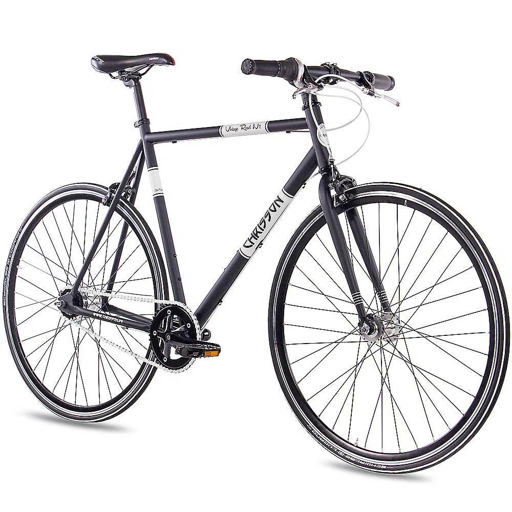 CHRISSON 28 Zoll Retro Rennrad Vintage Bike - Vintage Road N7 schwarz 56 cm mit 7 Gang Shimano Nexus Nabenschaltung, Urban Old School Fahrrad für Damen und Herren