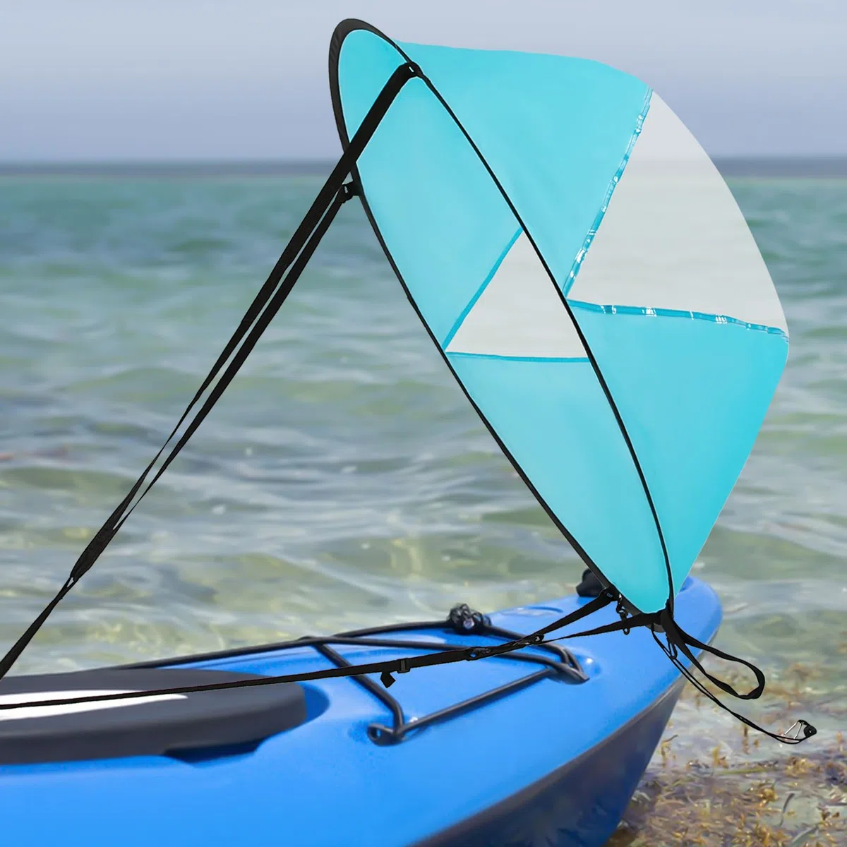 Paddle Board Segel | 108 cm Durchmesser | Aus Nylon & Fiberglas | Mit Sichtfenster & verstellbaren Gurten | Für SUP, Kajak & Kanu | Inkl. Tragetasche | Leicht & faltbar