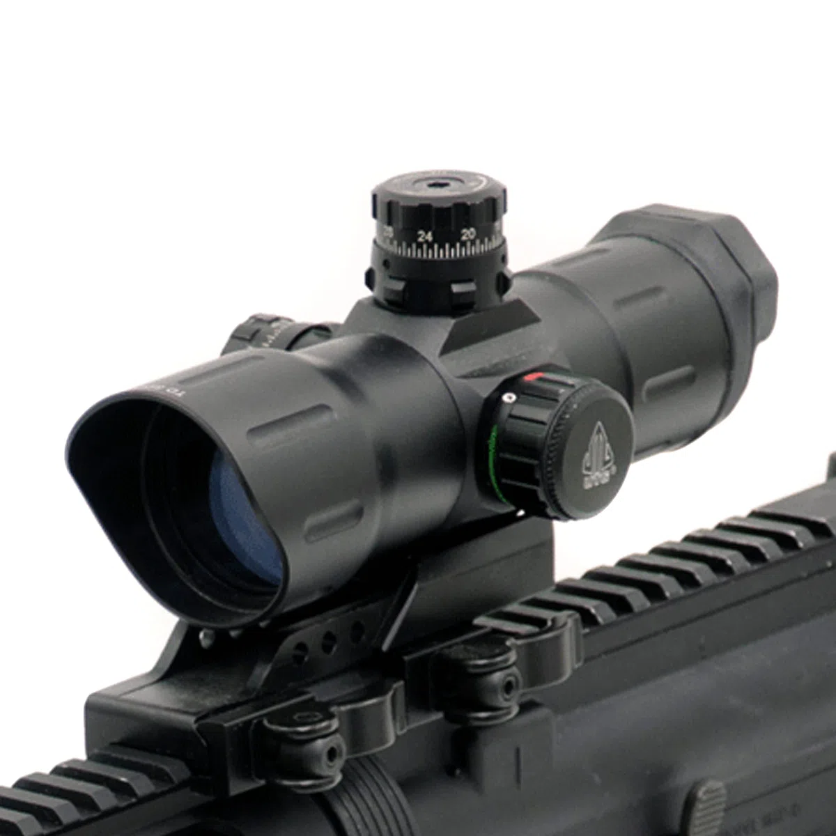UTG Taktisches Leuchtpunktvisier 6 Zoll ITA CQB T-dot Sight mit Offset QD Montage, Rot/Grün, SCP-TDTDQ