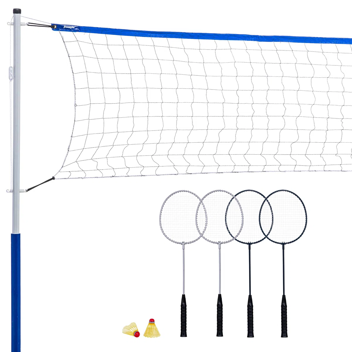 Franklin Sports Tragbares Badminton-Set – Erwachsene und Kinder Badmintonnetz – perfektes Hinterhof-/Rasenspiel – inklusive 4 Schläger – Freizeit