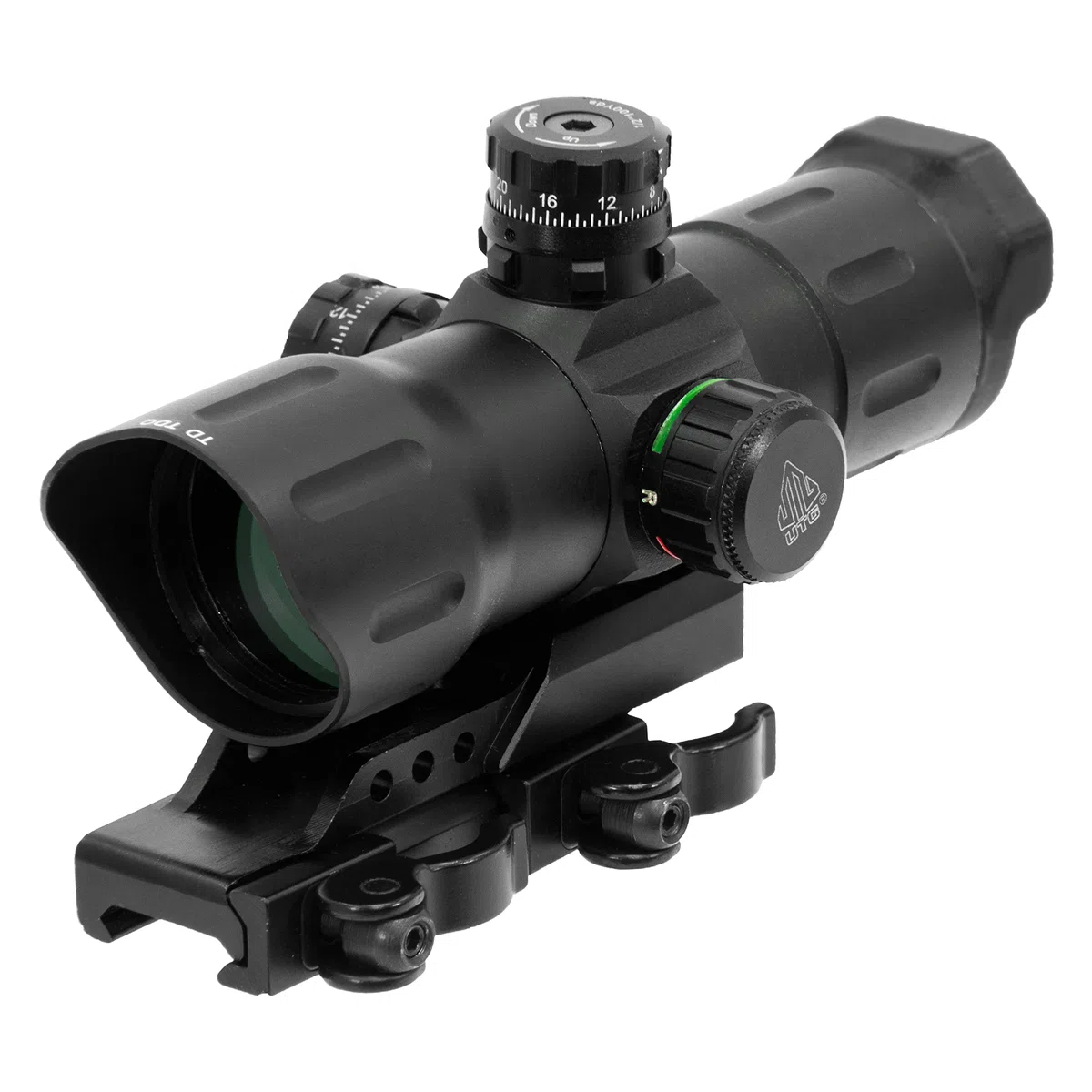 UTG Taktisches Leuchtpunktvisier 6 Zoll ITA CQB T-dot Sight mit Offset QD Montage, Rot/Grün, SCP-TDTDQ