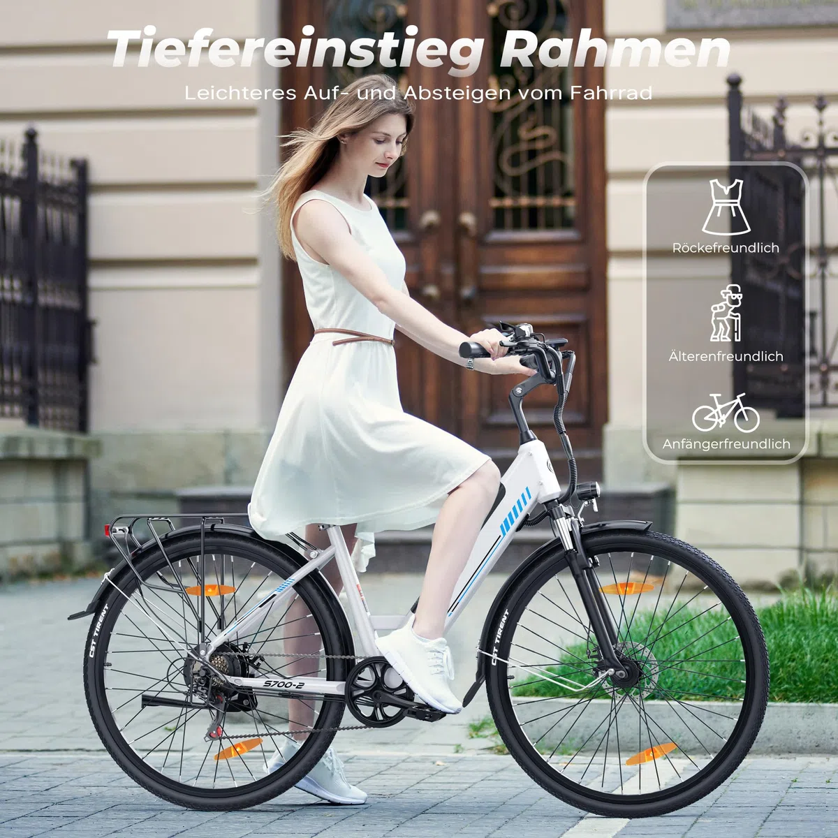 E Bike, 28 Zoll E-Bike Herren Damen 48V 499.2 Wh Akku, Reichweite Bis 100 KM, 250W Motor, Elektrofahrrad 7-Gang Schaltung, E Fahrrad LCD-Display, 4 Fahrmodi, Pedelec CityBike für Erwachsene