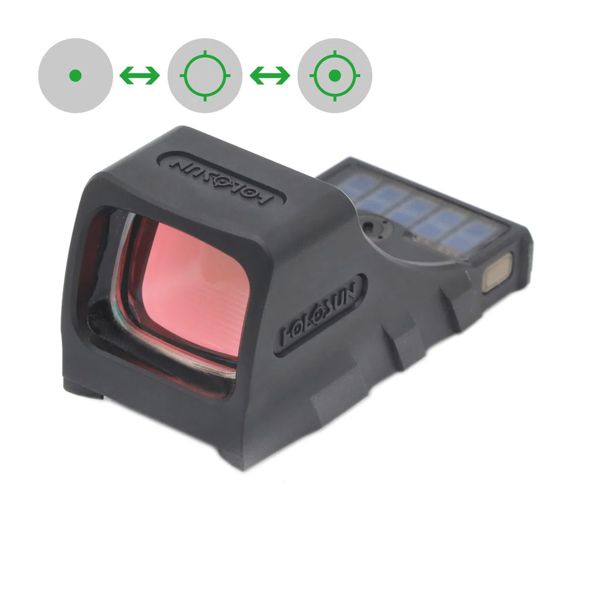 Holosun SCS-PDP-GR Offenes grünes Reflexvisier/Rotpunktvisier + wechselbarem 2MOA Punkt, 32MOA Kreis Absehen Solarzelle, schwarz, Jagd, Sportschießen Softair, Tactical mini - 70156898