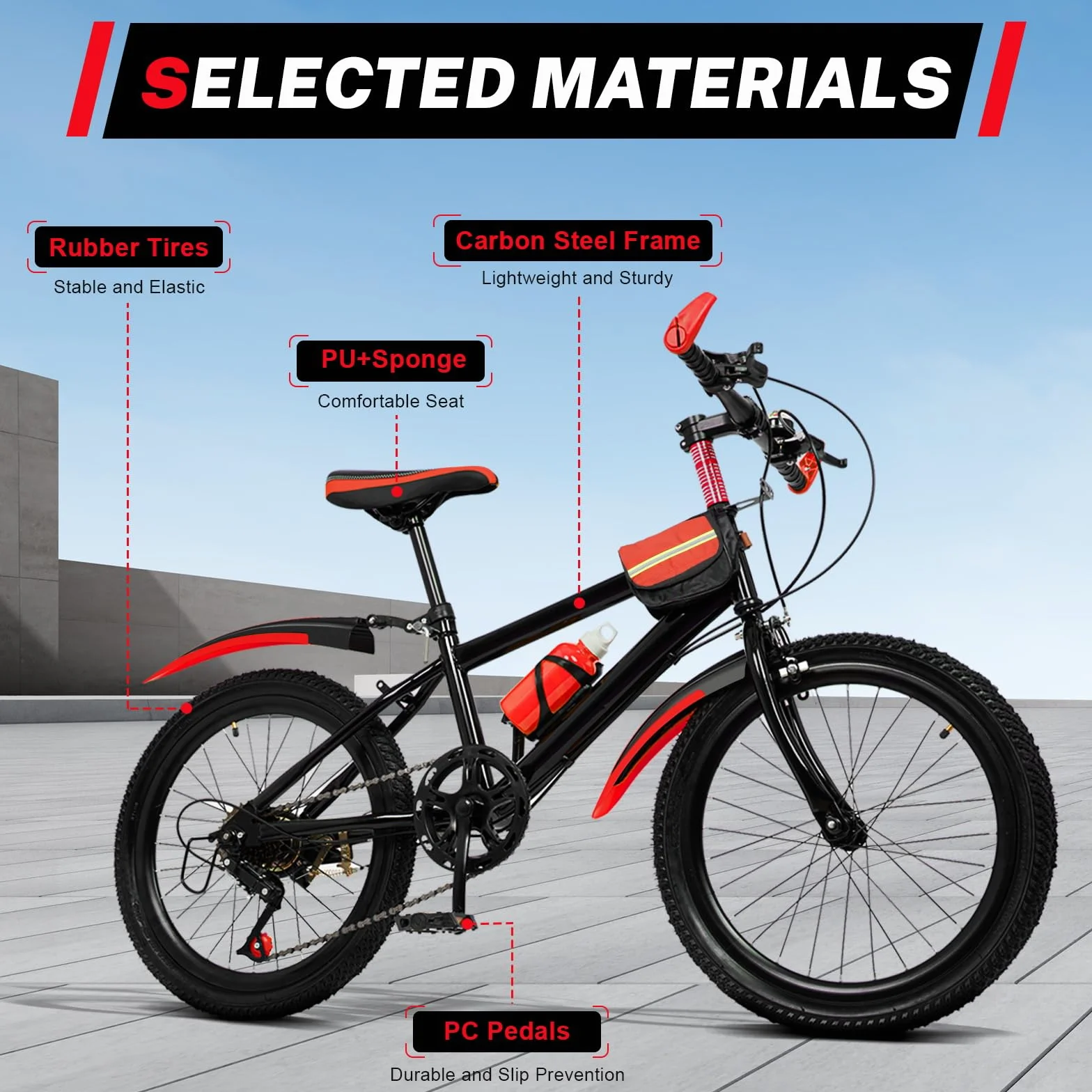 Kinderfahrrad 20 Zoll, 7 Gang Fahrrad für Kinder, Mountainbike MTB für Jungen und Mädchen Von 130-150CM, Bis 85KG, Hochwertiger Rahmen
