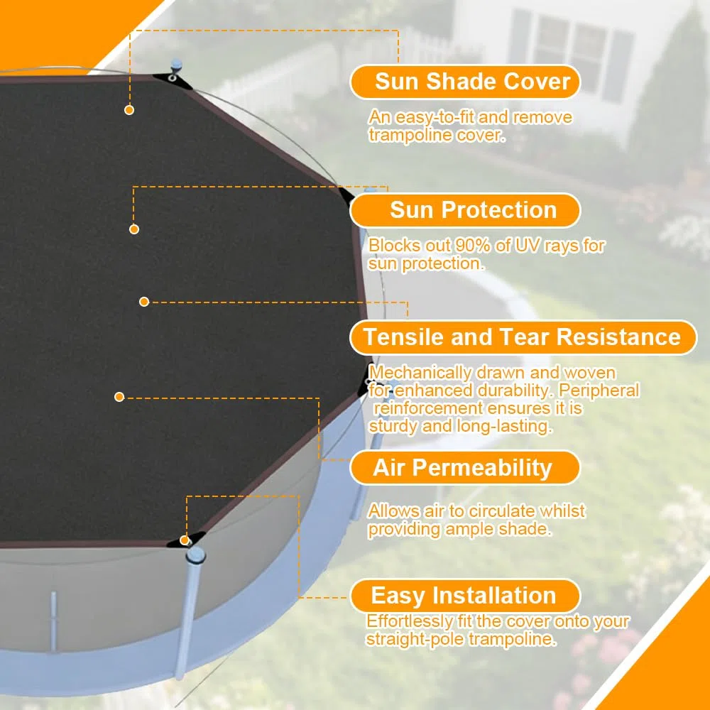 Trampolin Sonnenschutz Abdeckung Ø 305cm, Trampolin Überdachung Abdeckung für 8-Stangen-Trampolin, UV-Beständiges Sonnenschutznetz, Trampolin Zubehör für Outdoor, Hinterhof, Spielplatz