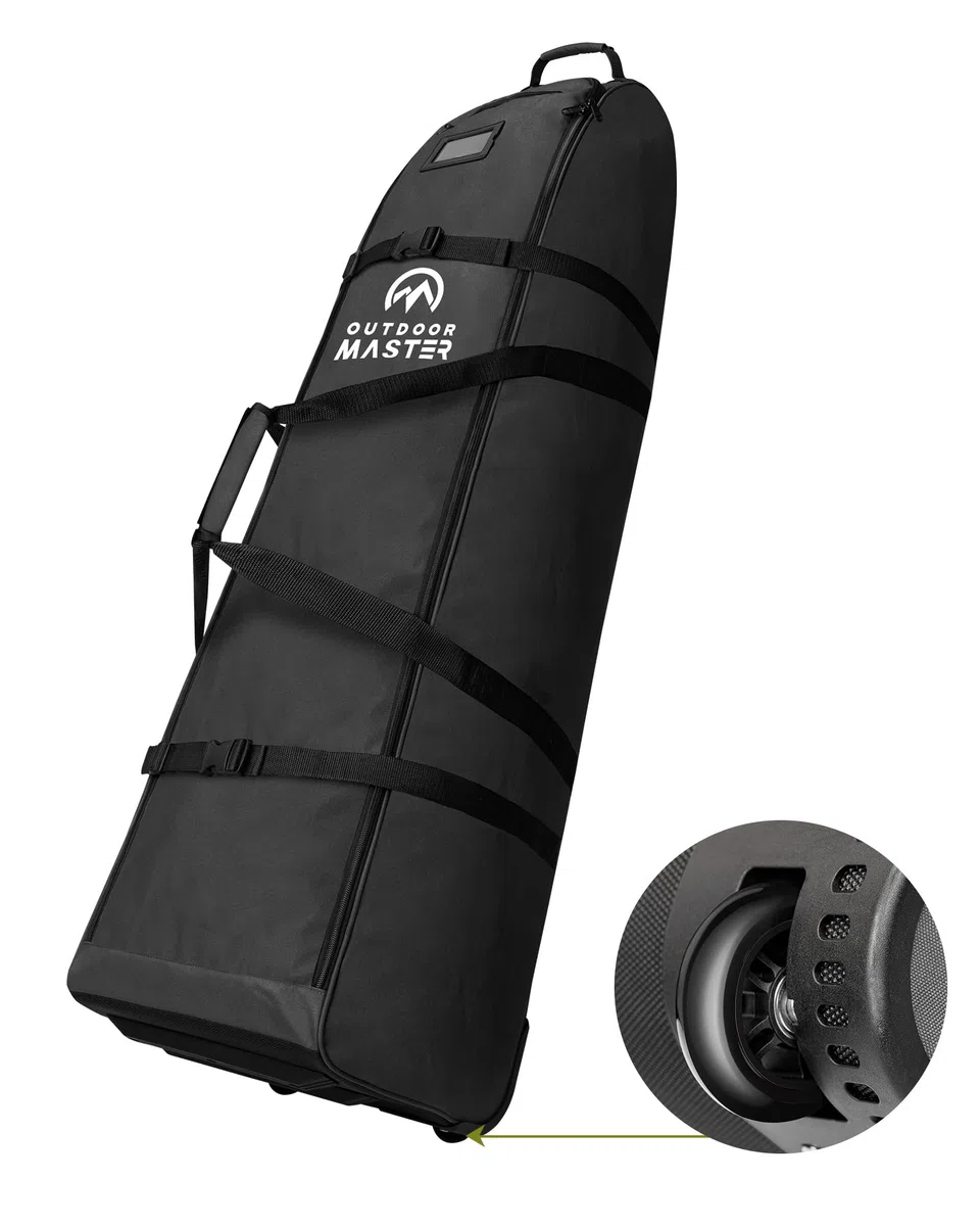 OutdoorMaster Gepolsterte Golf-Reisetasche mit verstärkten Rädern, 900D strapazierfähiges Oxford-Gewebe, verschleißfest und wasserdicht, weiche Seiten